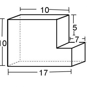 4" Height x 10" Width x 17" Length L SHAPED MDF Density 1.8 ILD A:10 B:10 C:5 D:7 E:5 F:17