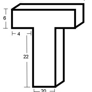 4" Height x 28" Width x 28" Length T SHAPED HDF Density 1.8 ILD A:28 B:6 C:4 D:22 E:20