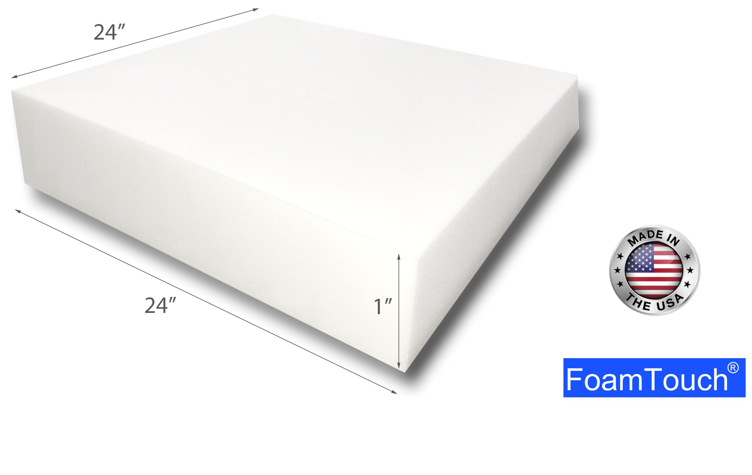FoamTouch Upholstery Foam Cushion High Density 2'' Height x 30'' Width x  84'' Length 