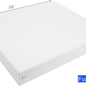 FoamTouch High Density 2 Inches Height, 24 Inches Width, 24 Inches Length Upholstery Foam, Size: 2x24x24HDF, White