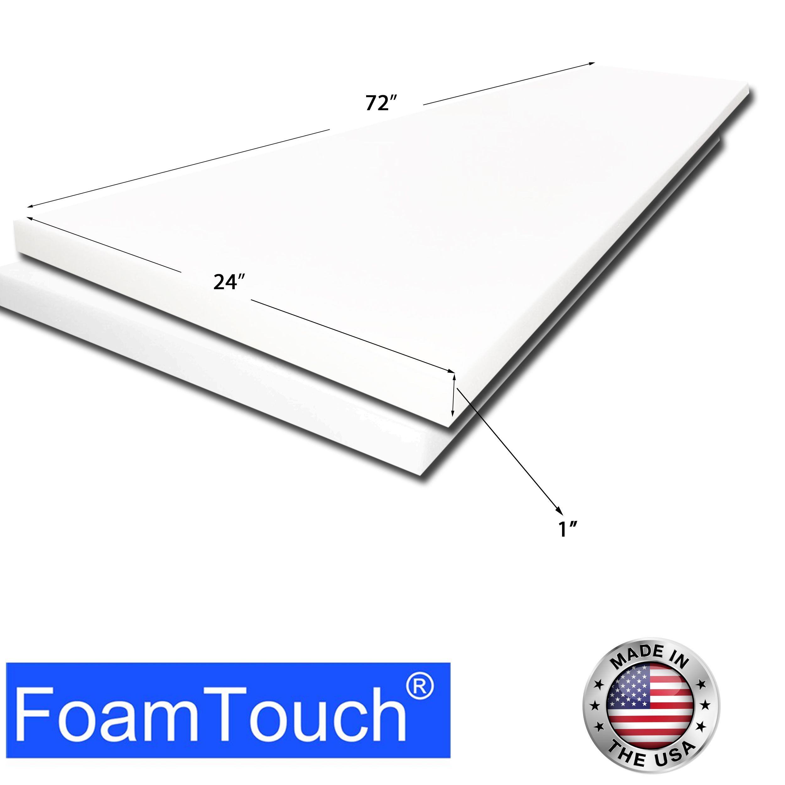 FoamTouch High Density 1 inch Height, 24 inches Width, 24 inches
